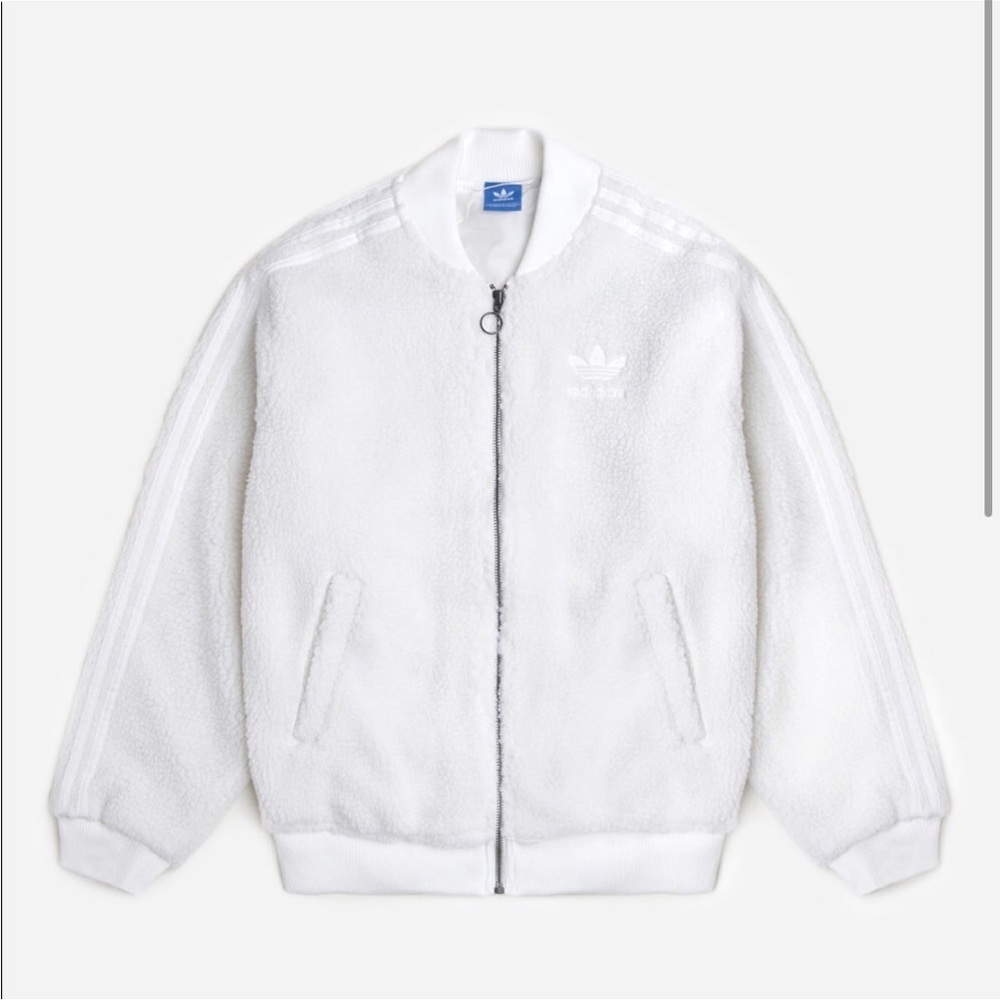 Adidas white Sherpa jacket